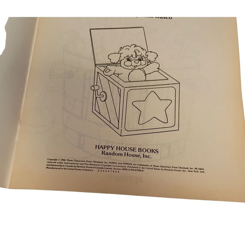 Vintage 1986 Popples' ABC Coloring‎ Book -Happy House 1 Page Has An Ink Spot